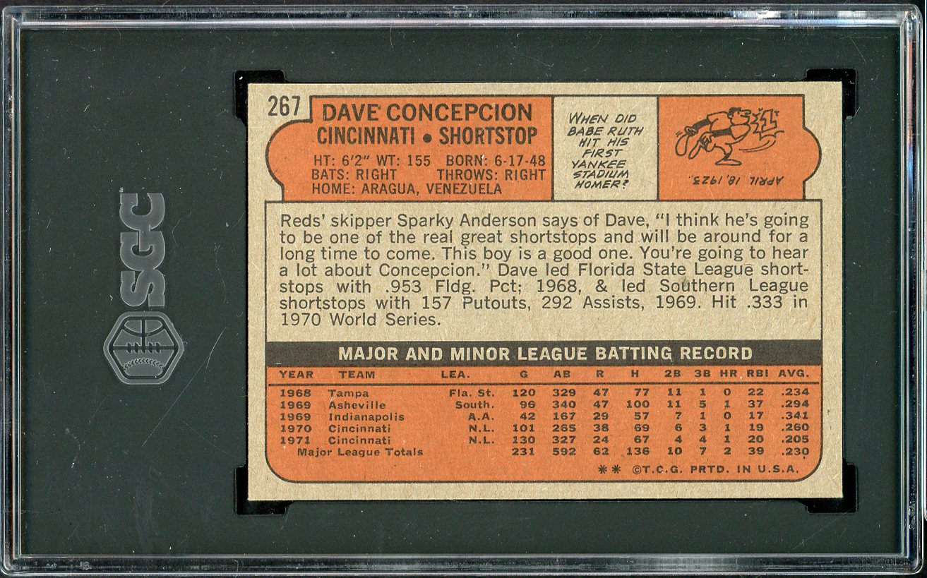 1972 Topps Baseball #267 Dave Concepcion Reds SGC 8 NM/MT 526677