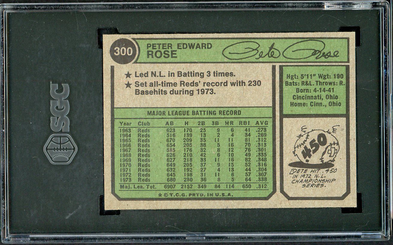 1974 Topps Baseball #300 Pete Rose Reds SGC 7 NM 526678