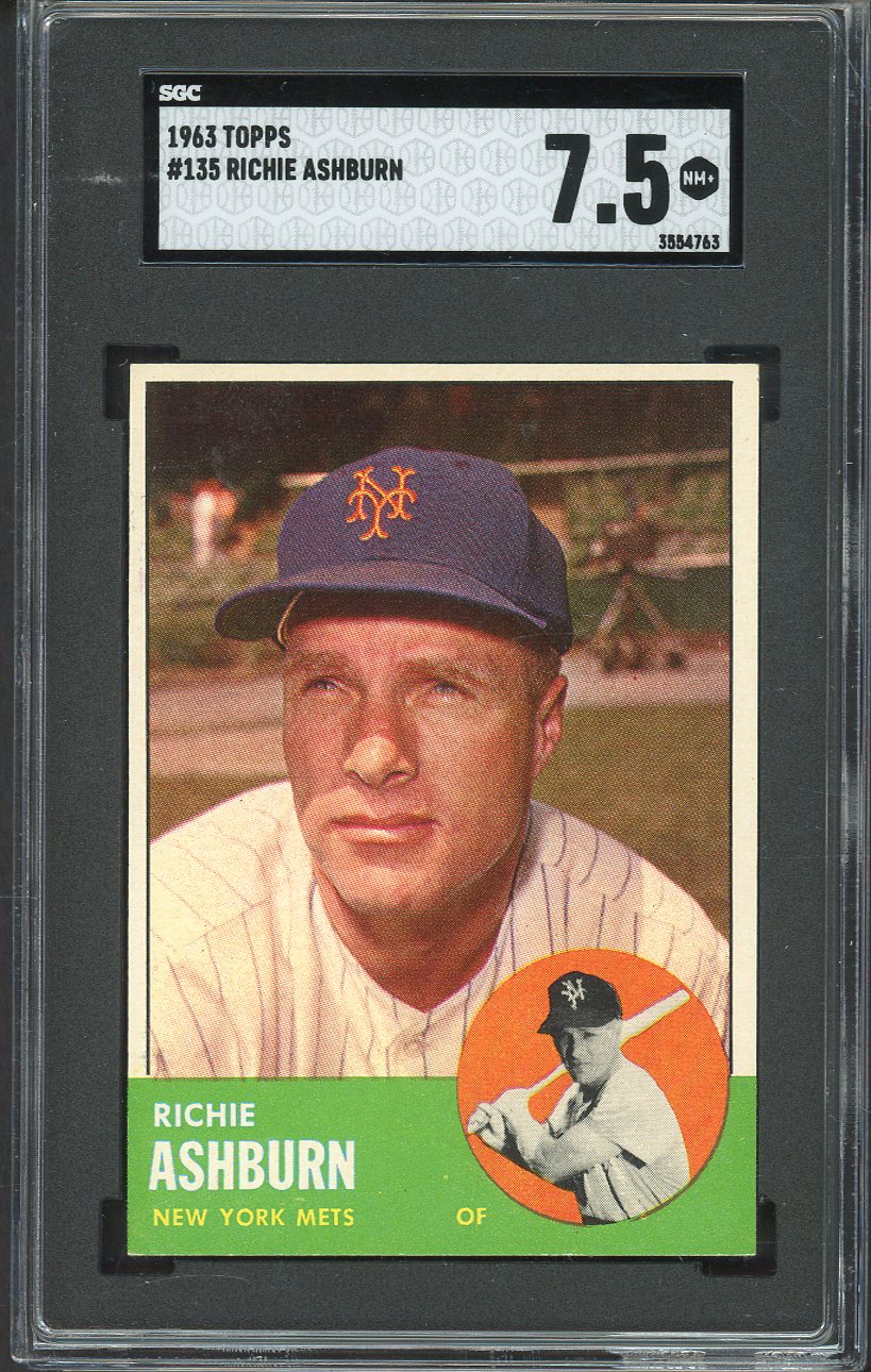 1963 Topps Baseball #135 Richie Ashburn Mets SGC 7.5 NM+ 526679