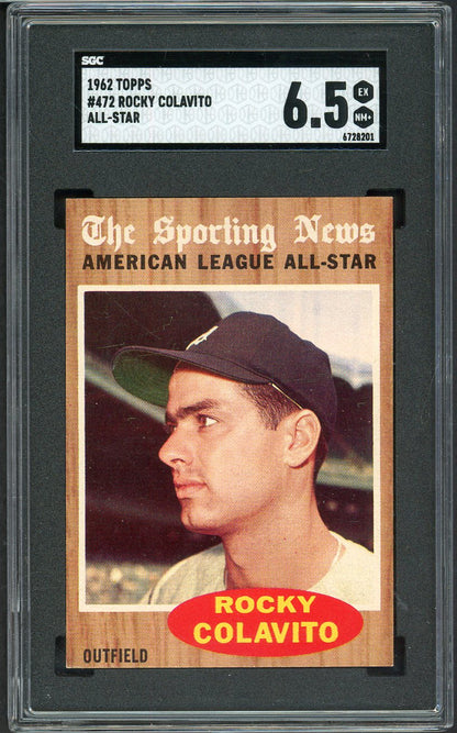 1962 Topps Baseball #472 Rocky Colavito A.S. Tigers SGC 6.5 EX-MT+ 526682