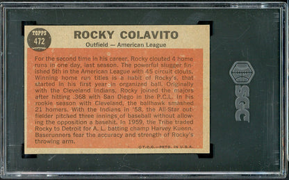 1962 Topps Baseball #472 Rocky Colavito A.S. Tigers SGC 6.5 EX-MT+ 526682