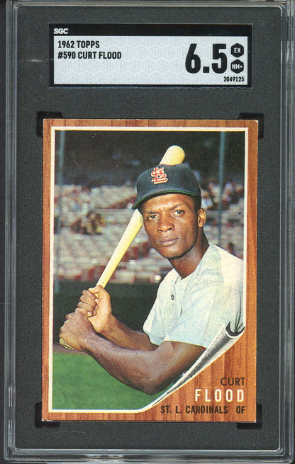 1962 Topps Baseball #590 Curt Flood Cardinals SGC 6.5 EX-MT+ 526683