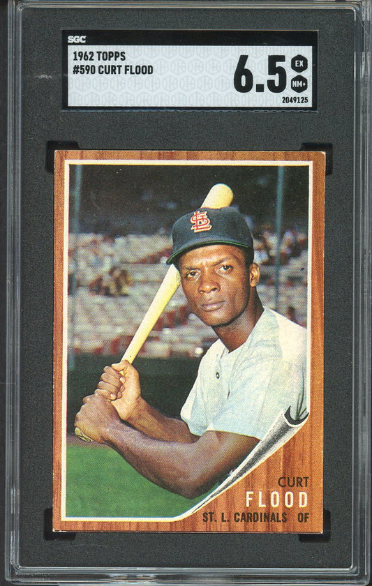 1962 Topps Baseball #590 Curt Flood Cardinals SGC 6.5 EX-MT+ 526683