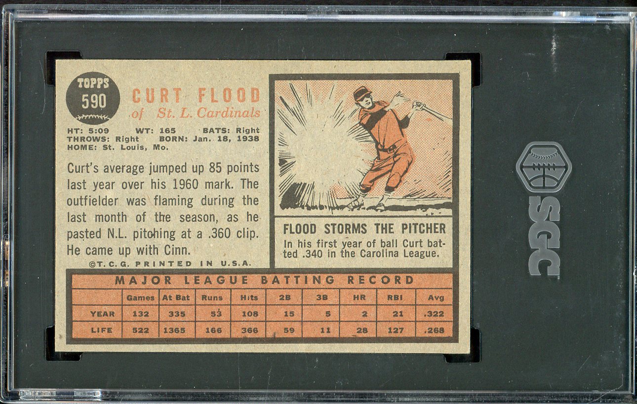 1962 Topps Baseball #590 Curt Flood Cardinals SGC 6.5 EX-MT+ 526683