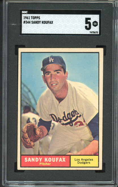 1961 Topps Baseball #344 Sandy Koufax Dodgers SGC 5 EX 526687