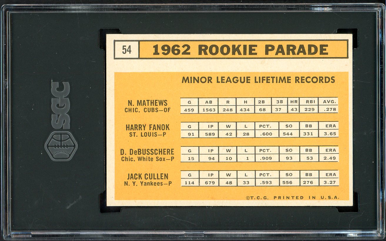 1963 Topps Baseball #054 Dave DeBusschere White Sox SGC 6 EX-MT Variation 526694