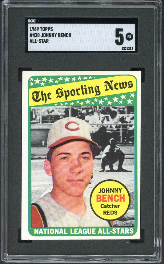 1969 Topps Baseball #430 Johnny Bench A.S. Reds SGC 5 EX 526697