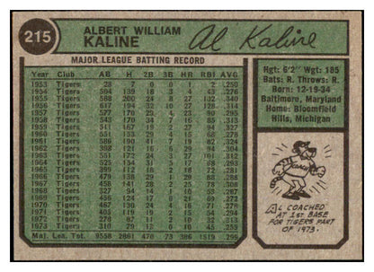1974 Topps Baseball #215 Al Kaline Tigers EX-MT 527164