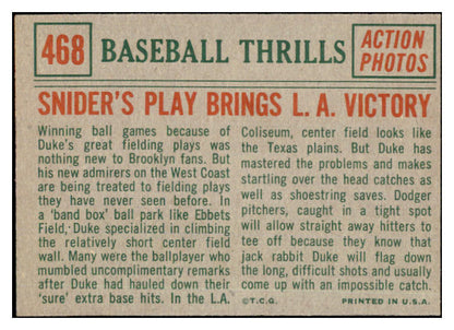1959 Topps Baseball #468 Duke Snider IA Dodgers EX-MT 527183