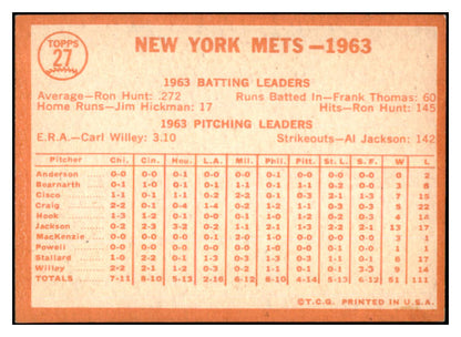 1964 Topps Baseball #027 New York Mets Team EX-MT 527219