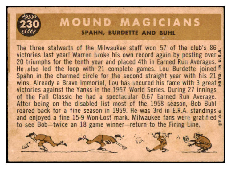 1960 Topps Baseball #230 Warren Spahn Lou Burdette EX-MT 527238
