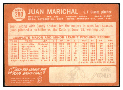 1964 Topps Baseball #280 Juan Marichal Giants VG-EX 527371