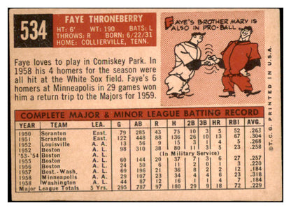 1959 Topps Baseball #534 Faye Throneberry Senators EX-MT 527428