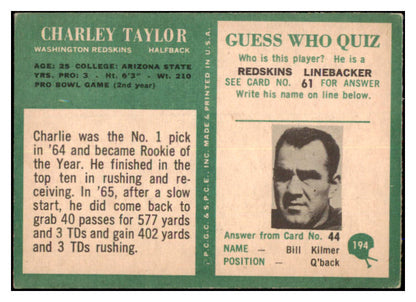 1966 Philadelphia Football #194 Charley Taylor Washington VG-EX 527453