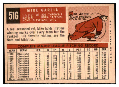 1959 Topps Baseball #516 Mike Garcia Indians EX+/EX-MT 527470