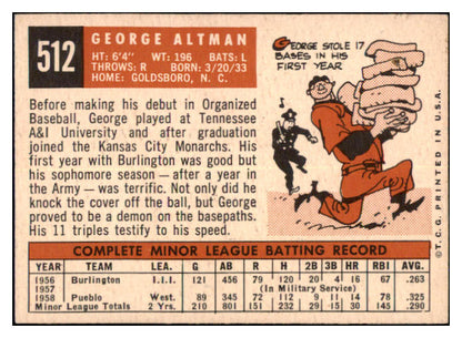 1959 Topps Baseball #512 George Altman Cubs EX 527481