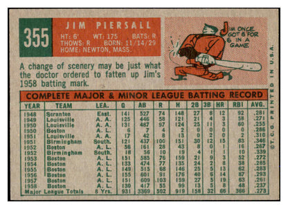 1959 Topps Baseball #355 Jimmy Piersall Indians EX+/EX-MT 527499