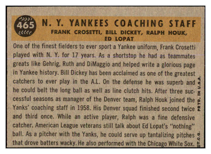 1960 Topps Baseball #465 Bill Dickey Yankees VG-EX 527572