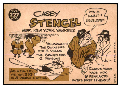 1960 Topps Baseball #227 Casey Stengel Yankees EX 527588