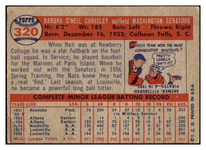 1957 Topps Baseball #320 Neil Chrisley Senators VG 527610