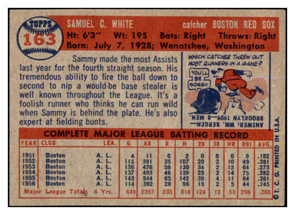 1957 Topps Baseball #163 Sammy White Red Sox EX-MT 527670