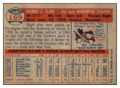 1957 Topps Baseball #169 Herb Plews Senators EX-MT 527694