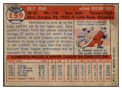 1957 Topps Baseball #159 Solly Drake Cubs EX-MT 527695