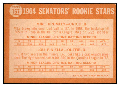 1964 Topps Baseball #167 Lou Piniella Senators EX 527758