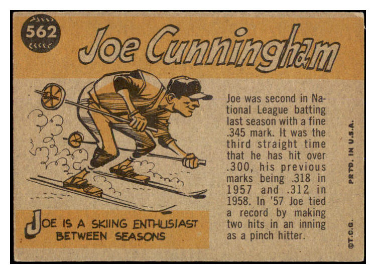 1960 Topps Baseball #562 Joe Cunningham A.S. Cardinals EX+/EX-MT 527840