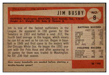 1954 Bowman Baseball #008 Jim Busby Senators EX-MT 527919