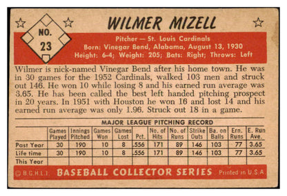 1953 Bowman Black & White Baseball #023 Wilmer Mizell Cardinals VG-EX 527932