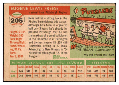 1955 Topps Baseball #205 Gene Freese Pirates VG-EX 528017
