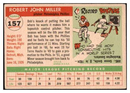1955 Topps Baseball #157 Bob Miller Phillies VG-EX 528035