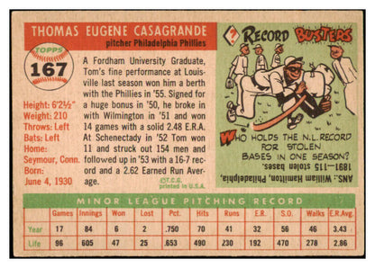 1955 Topps Baseball #167 Tom Casagrande Phillies VG-EX 528036