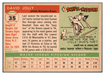 1955 Topps Baseball #035 Dave Jolly Braves EX-MT 528125