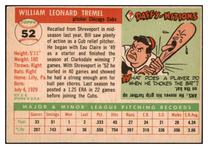 1955 Topps Baseball #052 Bill Tremel Cubs EX-MT 528129