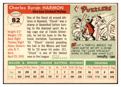 1955 Topps Baseball #082 Chuck Harmon Reds EX-MT 528136