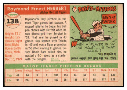1955 Topps Baseball #138 Ray Herbert Tigers EX-MT 528149