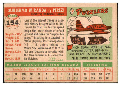 1955 Topps Baseball #154 Willie Miranda Orioles EX-MT 528154