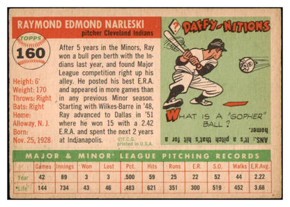 1955 Topps Baseball #160 Tay Narleski Indians EX-MT 528161