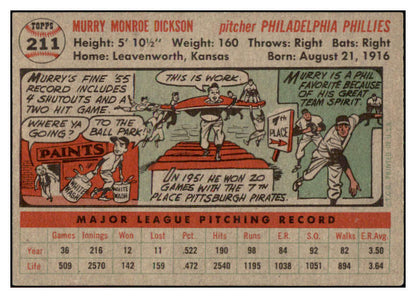 1956 Topps Baseball #211 Murry Dickson Phillies EX-MT 528174