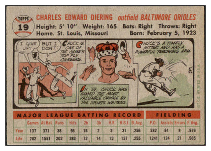 1956 Topps Baseball #019 Chuck Diering Orioles EX-MT Gray 528183