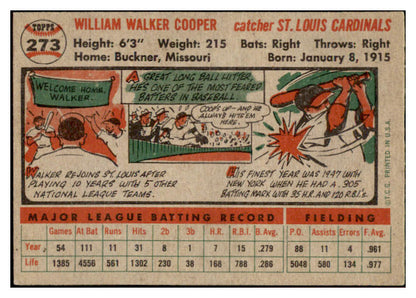 1956 Topps Baseball #273 Walker Cooper Cardinals EX-MT 528227