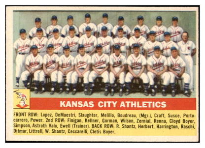 1956 Topps Baseball #236 Kansas City A's Team EX-MT 528240