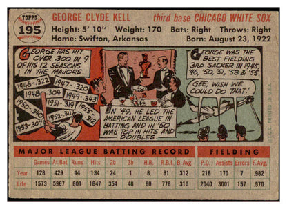1956 Topps Baseball #195 George Kell White Sox EX-MT 528242