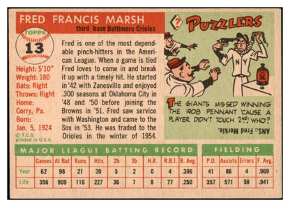 1955 Topps Baseball #013 Fred Marsh Orioles EX-MT 528248