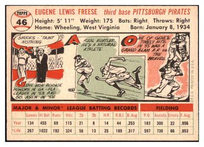 1956 Topps Baseball #046 Gene Freese Pirates EX-MT White 528262