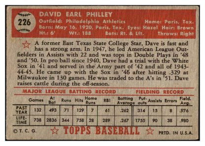 1952 Topps Baseball #226 Dave Philley A's VG-EX 528289