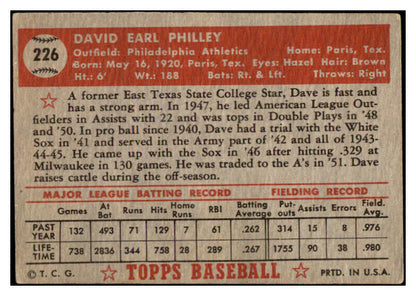 1952 Topps Baseball #226 Dave Philley A's VG-EX 528291