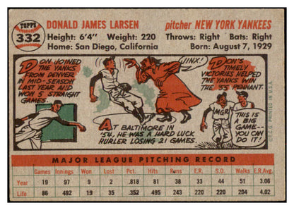 1956 Topps Baseball #332 Don Larsen Yankees EX-MT 528339